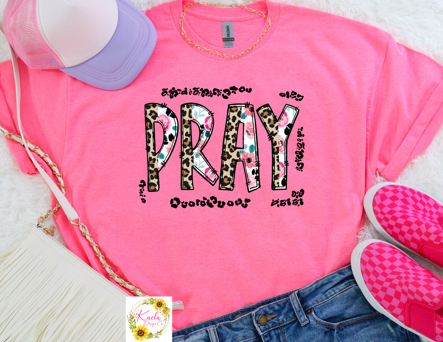 Leopard and Floral Pray T-Shirt